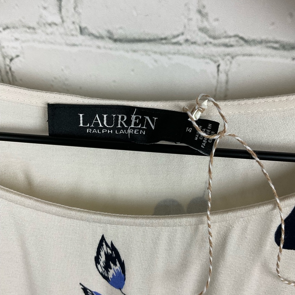 Lauren Ralph Lauren Women's Floral Ruffle-Sleeve Jersey Dress Size 14 - Picture 6 of 7